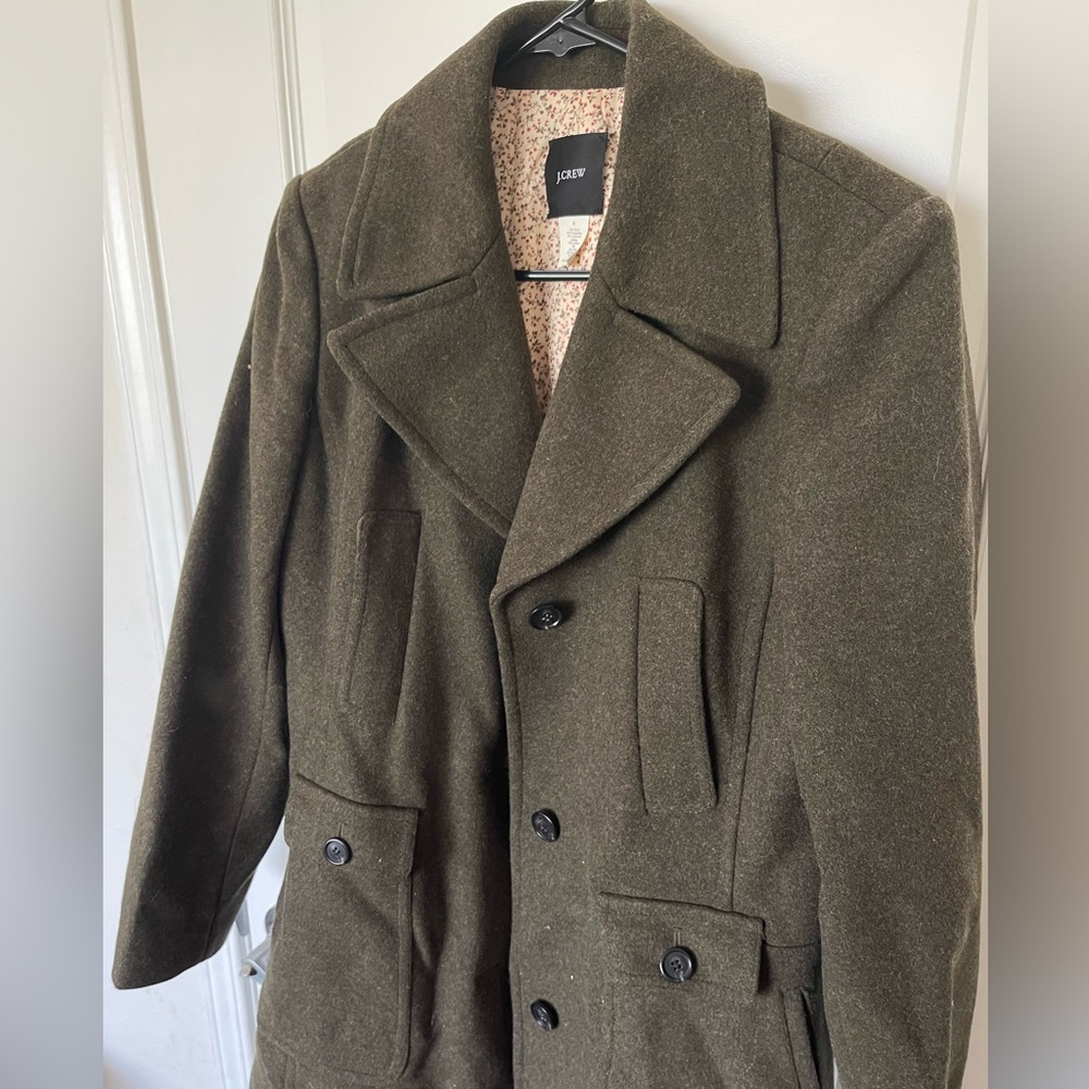 J Crew Olive Green Wool Coat